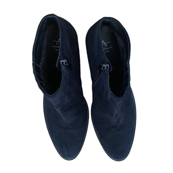 AQUITALIA Suede Chelsea Boots Ankle Size 10 Heels Italy Blue - Picture 3 of 9